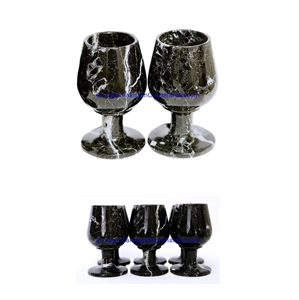 Black Zebra Marble Wine Glasses Goblets Set Black Zebra