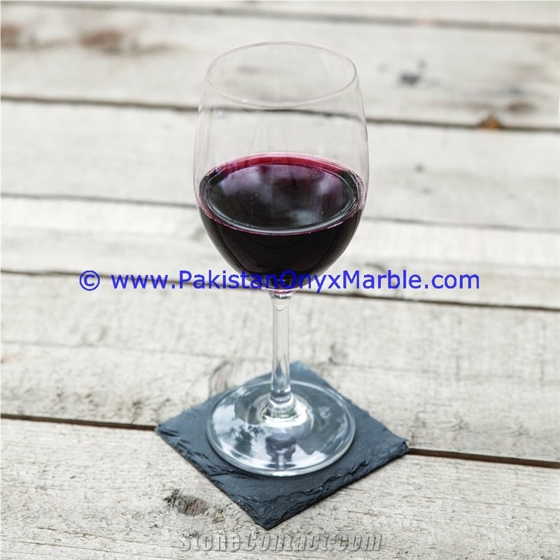 Coaster Sets Black Slate Stone