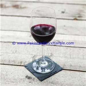 Coaster Sets Black Slate Stone
