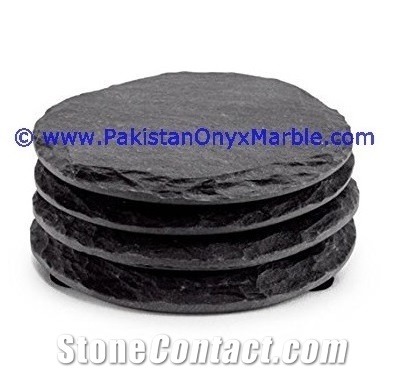 Coaster Sets Black Slate Stone