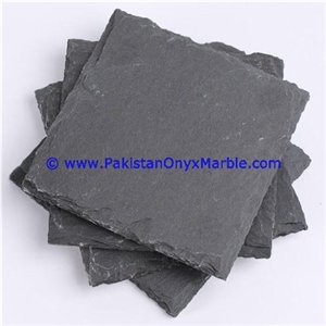 Coaster Sets Black Slate Stone