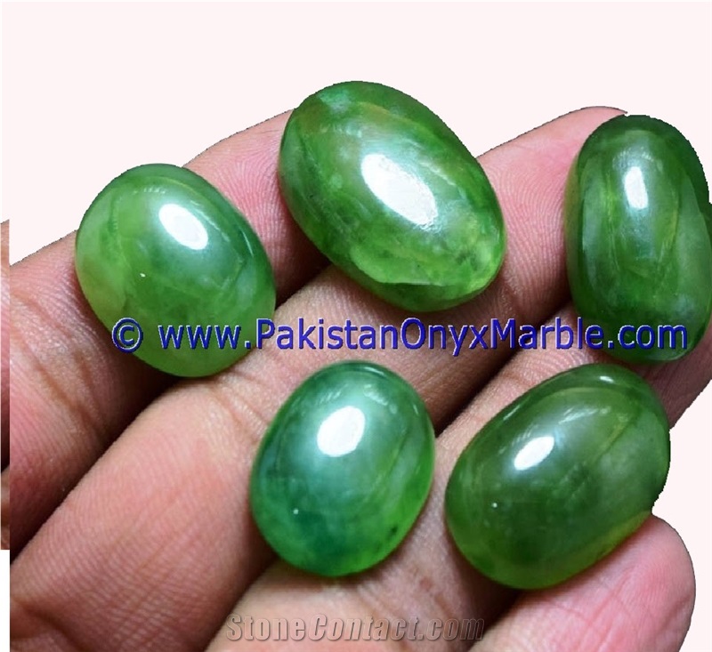 Hydrogrossular Garnet Polished Green Cabochons