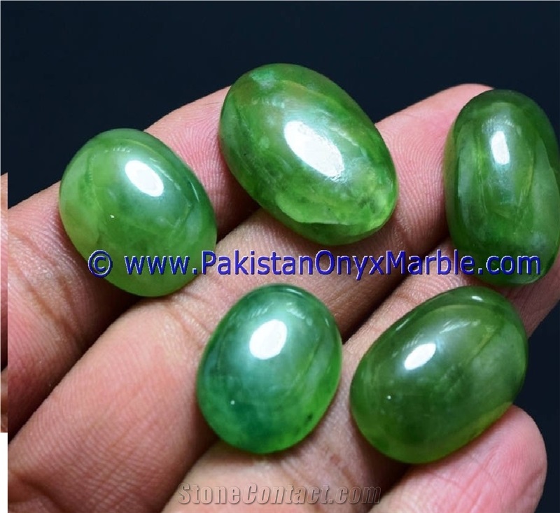 Hydrogrossular Garnet Polished Green Cabochons