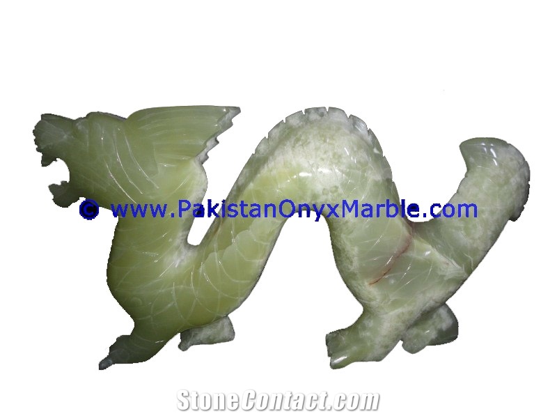 Jade Green Onyx Dragon Statue