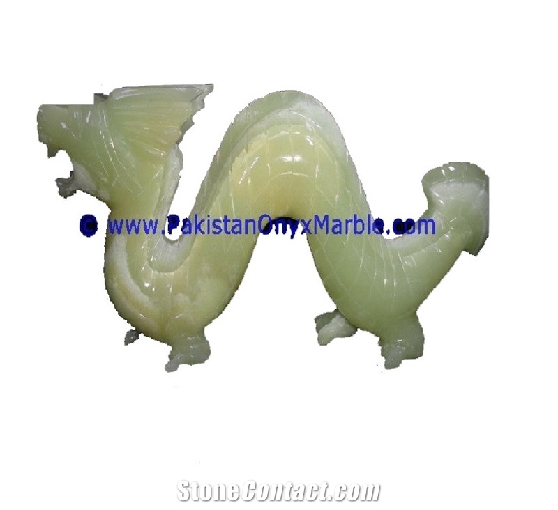 Jade Green Onyx Dragon Statue