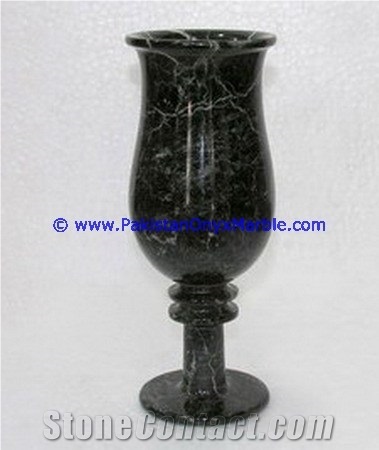 Jet Black Marble Wine Glasses Goblets Set Jet Black