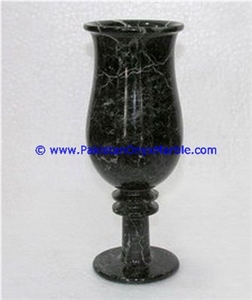 Jet Black Marble Wine Glasses Goblets Set Jet Black