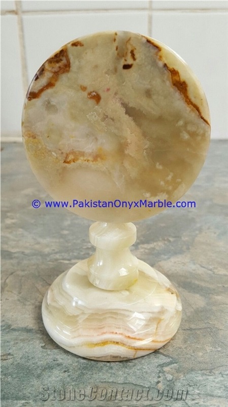 Light Green Onyx Pedestal Fan Shaped Clocks