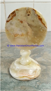 Light Green Onyx Pedestal Fan Shaped Clocks