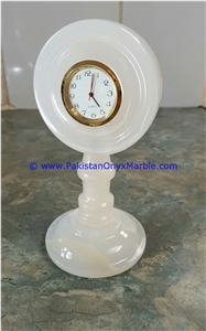 Light Green Onyx Pedestal Fan Shaped Clocks