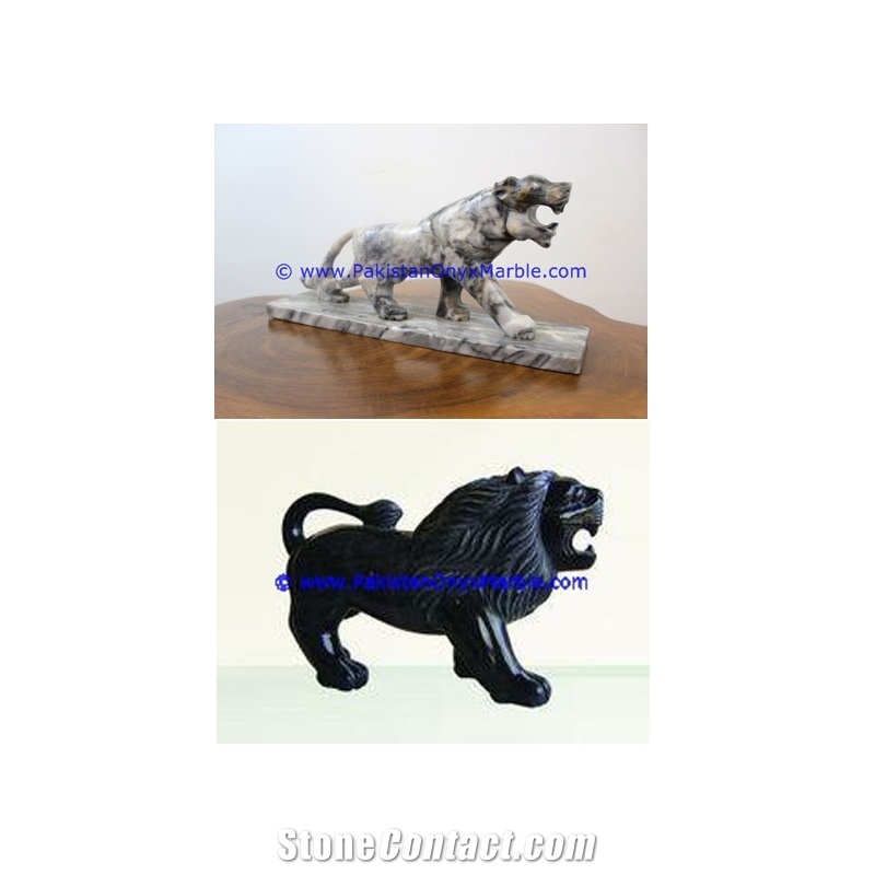 Marble Animals Lions Tigers Leopard Statue