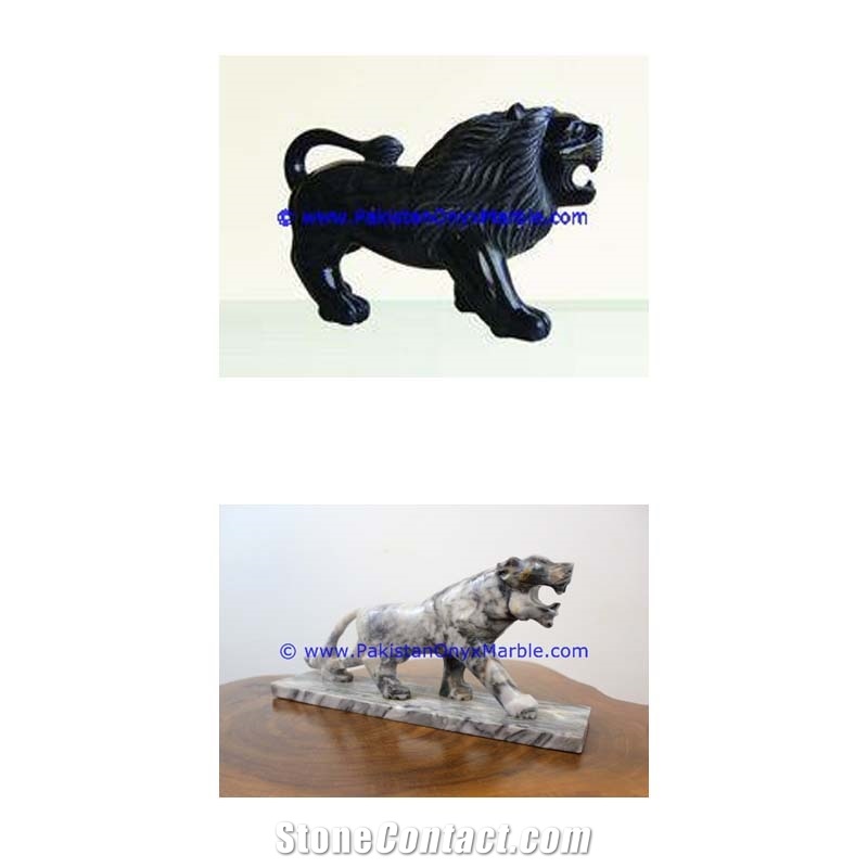Marble Animals Lions Tigers Leopard Statue