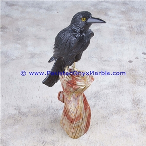 Marble Birds Crow Statue Sculpture Figurine