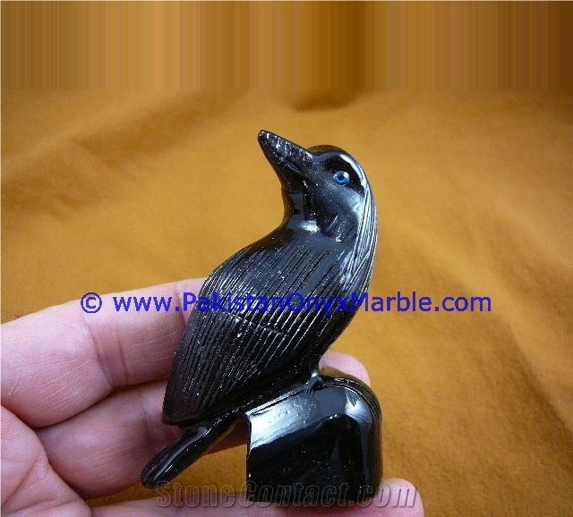 Marble Birds Crow Statue Sculpture Figurine