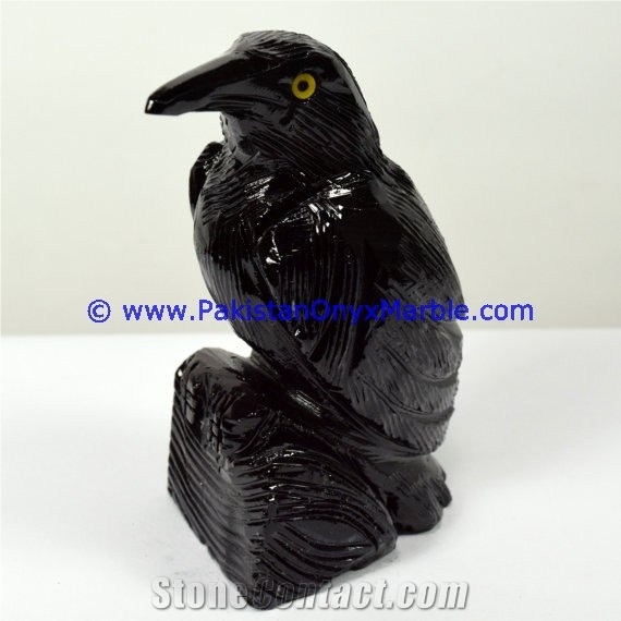 Marble Birds Crow Statue Sculpture Figurine