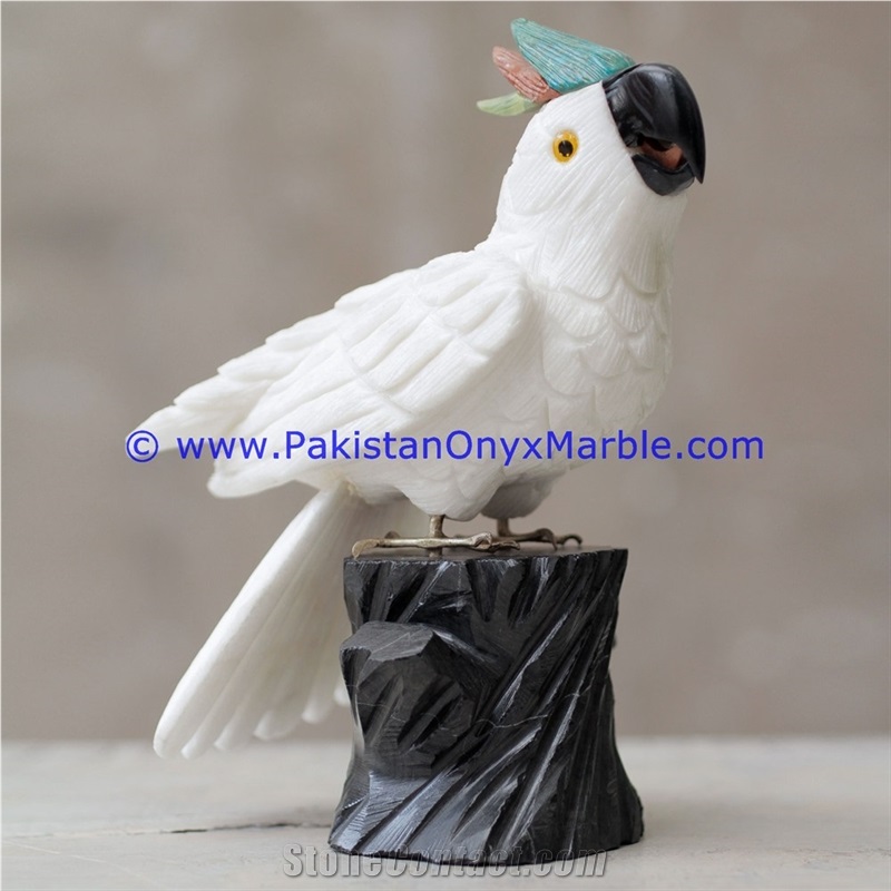 Marble Birds Parrots Statue Sculpture Figurine