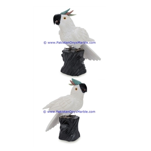 Marble Birds Parrots Statue Sculpture Figurine