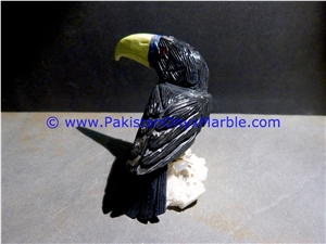 Marble Birds Parrots Statue Sculpture Figurine