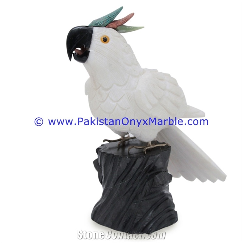 Marble Birds Parrots Statue Sculpture Figurine