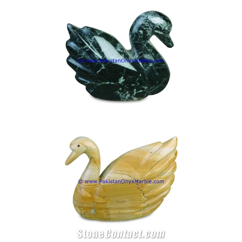 Marble Birds Swan Statue Sculpture Figurine