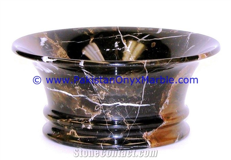 Marble Bowls Black and Gold Michelangelo Dinning