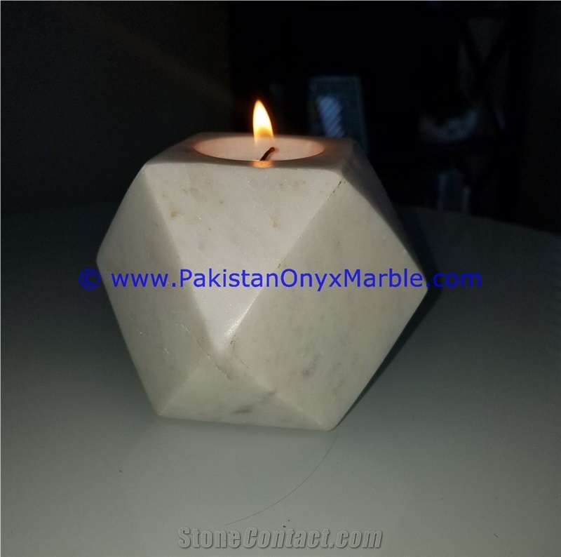 Marble Candle Holders Diamond Geometric Shaped
