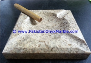 Marble Cigar Ashtrays Fossil Corel