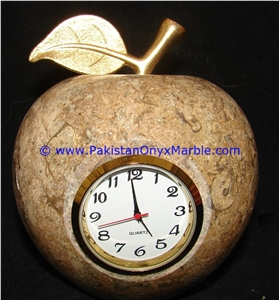 Marble Clocks Apple Shape Handcarved
