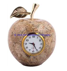 Marble Clocks Apple Shape Handcarved
