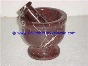 Marble Mortar Pestle Red Zebra Marble