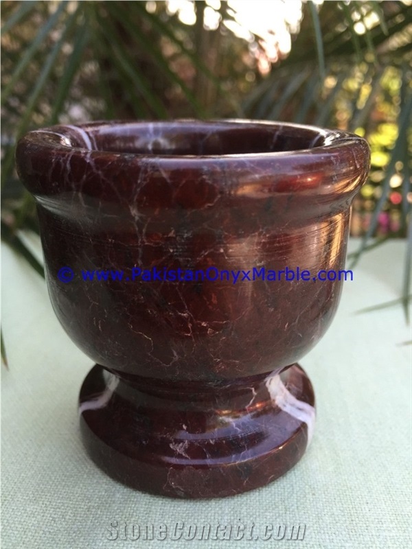 Marble Mortar Pestle Red Zebra Marble