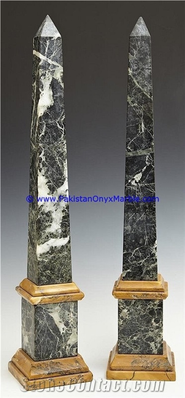 Marble Obelisks Black Zebra Marble Handcrafted