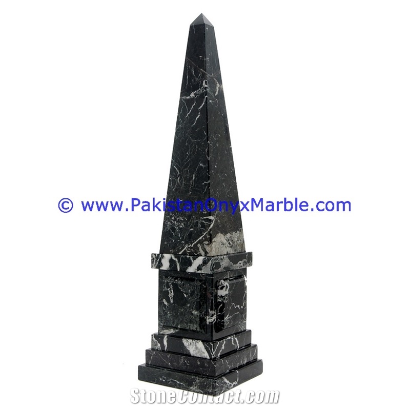 Marble Obelisks Black Zebra Marble Handcrafted