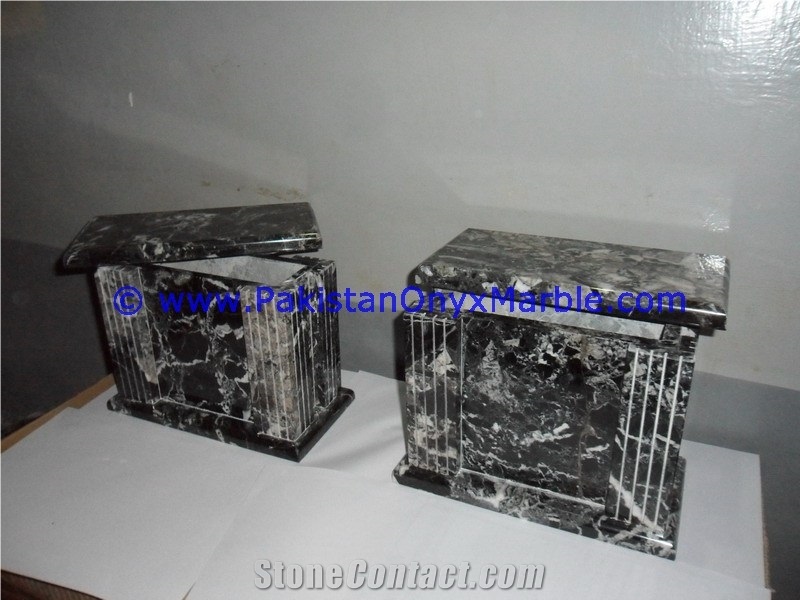 Marble Urns Black Zebra Marble Urns