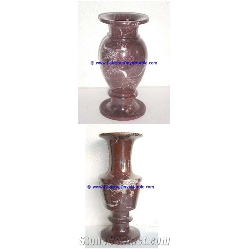 Marble Vases Red Zebra Marble Handcrafted Natural