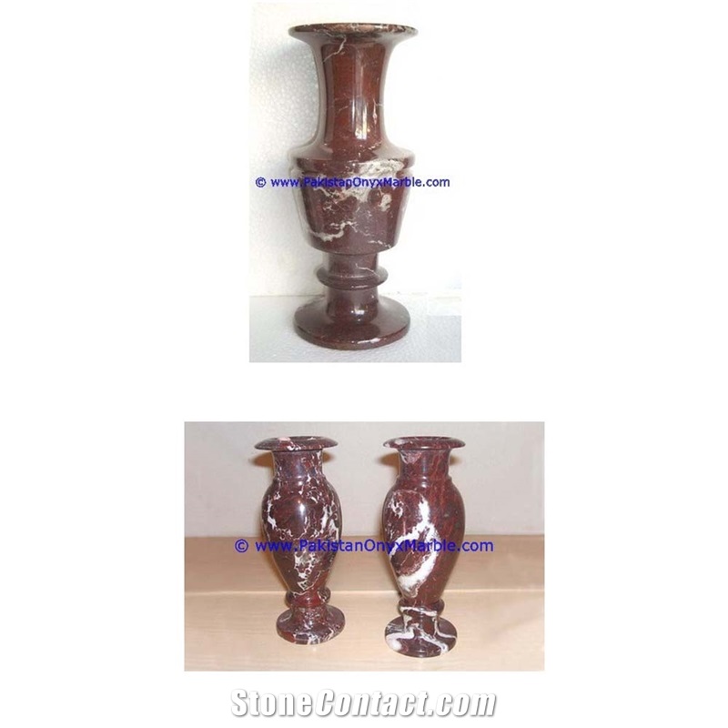 Marble Vases Red Zebra Marble Handcrafted Natural