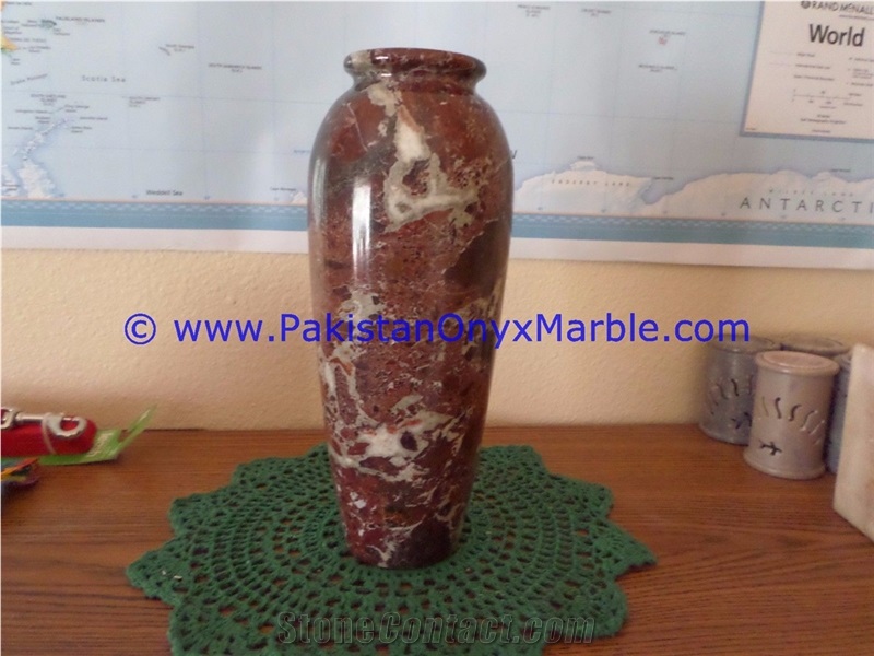 Marble Vases Red Zebra Marble Handcrafted Natural