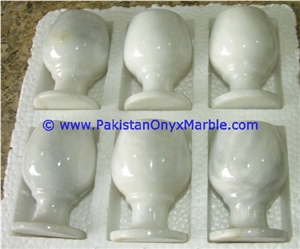 Marble Wine Glasses Goblets Set Ziarat White