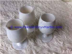 Marble Wine Glasses Goblets Set Ziarat White