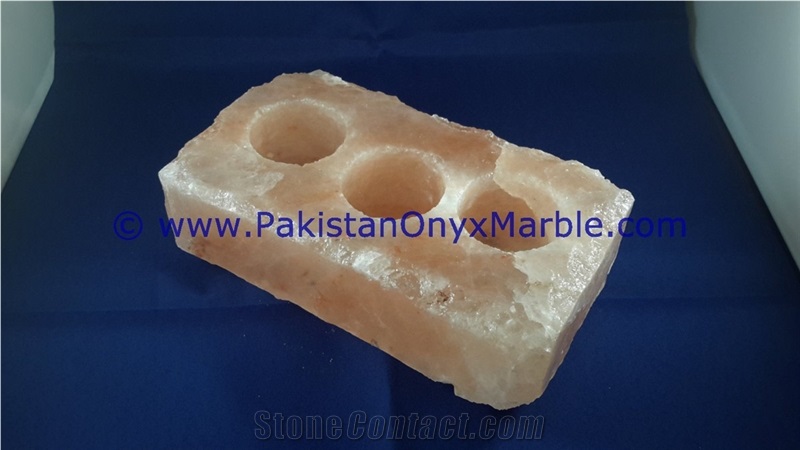 Natural Himalayan Salt Candle Holder Three Hole