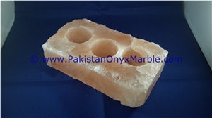 Natural Himalayan Salt Candle Holder Three Hole