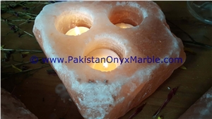 Natural Himalayan Salt Candle Holder Three Hole