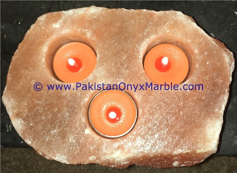 Natural Himalayan Salt Candle Holder Three Hole