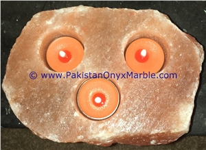 Natural Himalayan Salt Candle Holder Three Hole