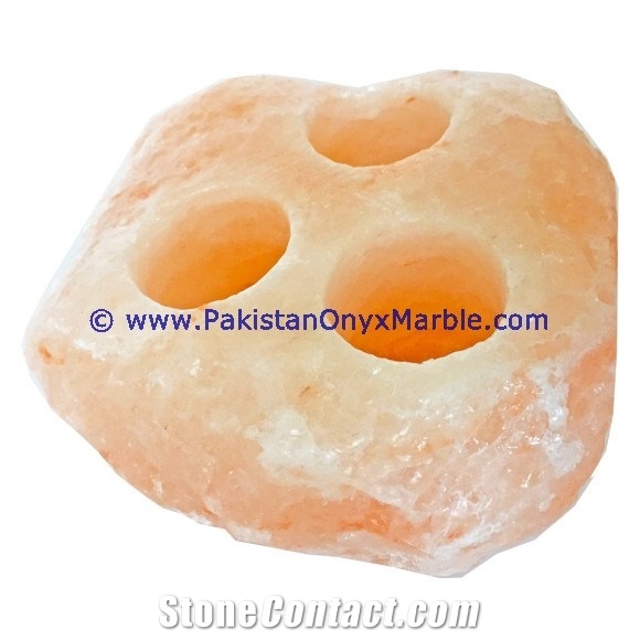 Natural Himalayan Salt Candle Holder Three Hole