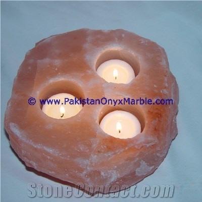 Natural Himalayan Salt Candle Holder Three Hole