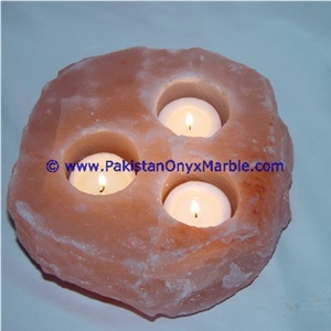 Natural Himalayan Salt Candle Holder Three Hole