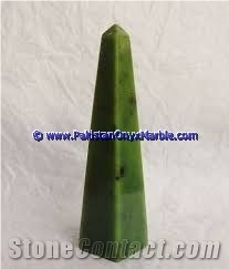 Nephrite Jade Natural Green Stone Polished Obelisk