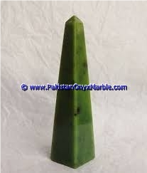 Nephrite Jade Natural Green Stone Polished Obelisk