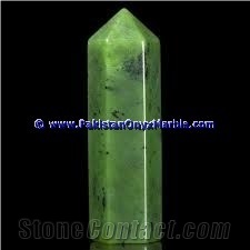 Nephrite Jade Natural Green Stone Polished Obelisk